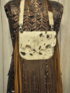 Cowhide Fringe Shoulder/Crossbody Bag – Long Fringe Western Boho Purse